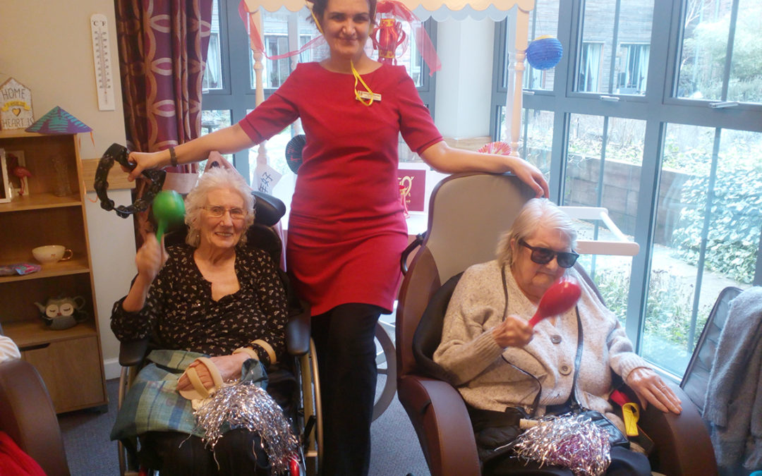 Chinese Dragon dancing and banquet at Hengist Field Care Home
