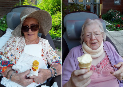 Two lady residents enjoying ice-creams