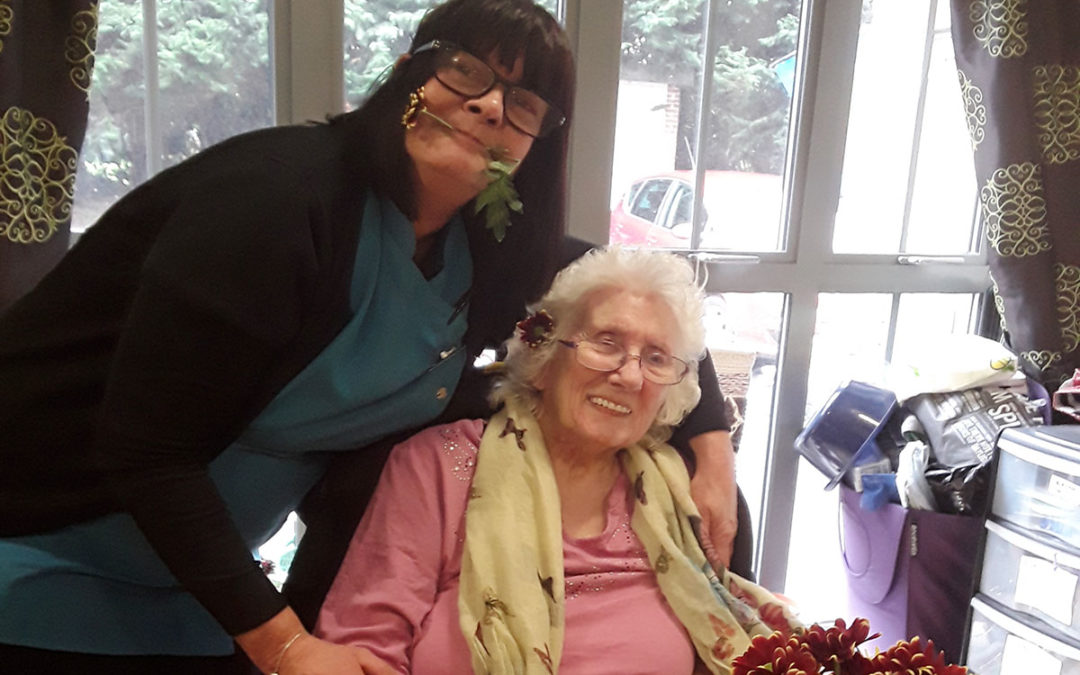Flower arranging at Hengist Field Care Home