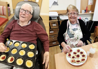 Residents with the jams tarts they had made at Hengist Field Care Home