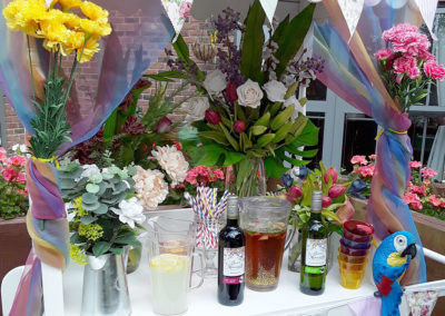 The drinks trolley in the garden at Hengist Field Care Home