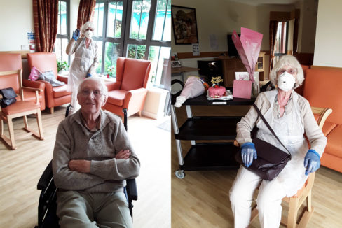 Hengist Field Care Home resident enjoying a visit from his wife