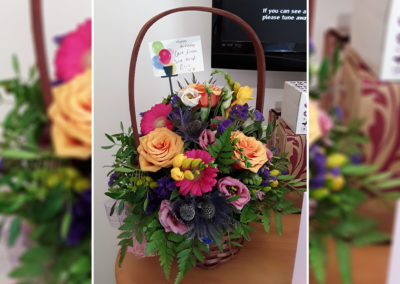 A basket of vibrant flowers