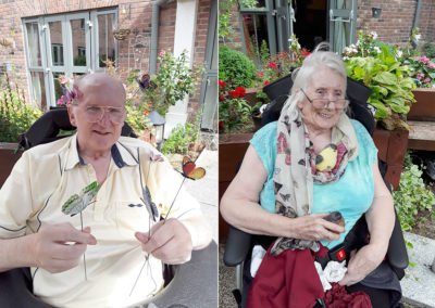 Hengist Field Care Home residents with decorations in the garden at the Home