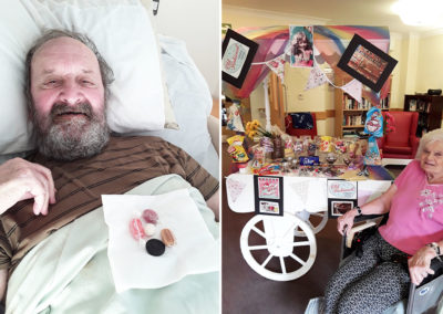 Hengist Field Care Home male resident with vintage sweets and our sweets cart