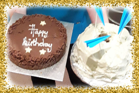 Two birthday cakes at Hengist Field Care Home