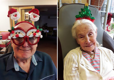 Hengist Field residents wearing Christmas accessories