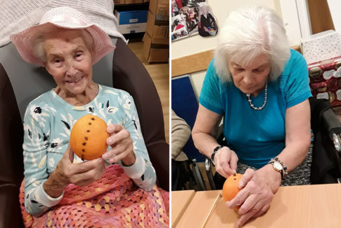 Hengist Care Home residents making Christmas decorations