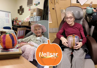 Hengist Field Care Home residents with their painted pumpkins