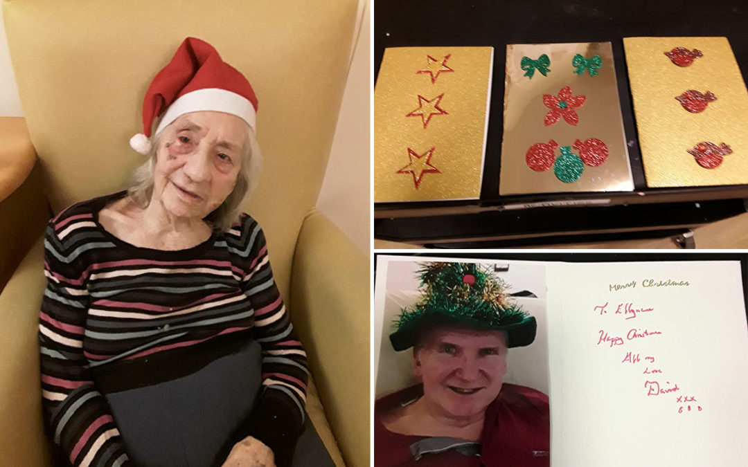 Creating special Christmas cards at Hengist Field Care Home