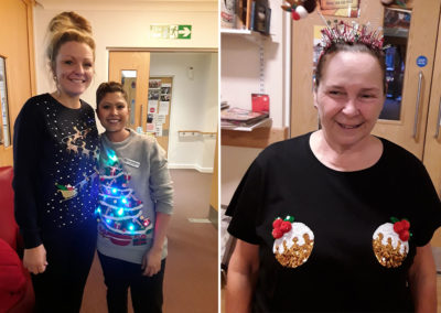 Hengist Field Care Home staff wearing sparkly jumpers