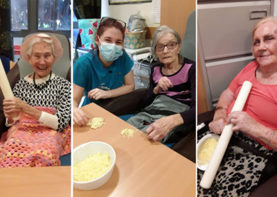 Residents shaping pastries at Hengist Field Care Home