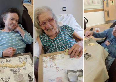 Residents cutting out pastries at Hengist Field Care Home