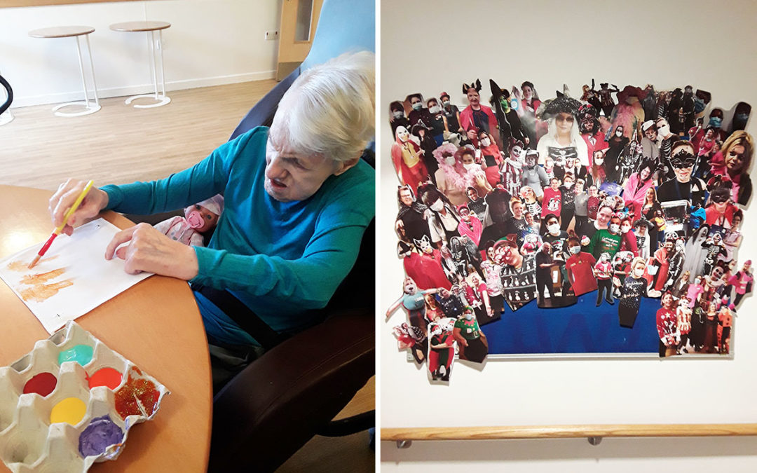 Fabric painting and a new picture board at Hengist Field Care Home