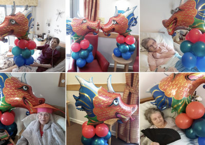 Celebrating Chinese New Year at Hengist Field Care Home with balloon dragons