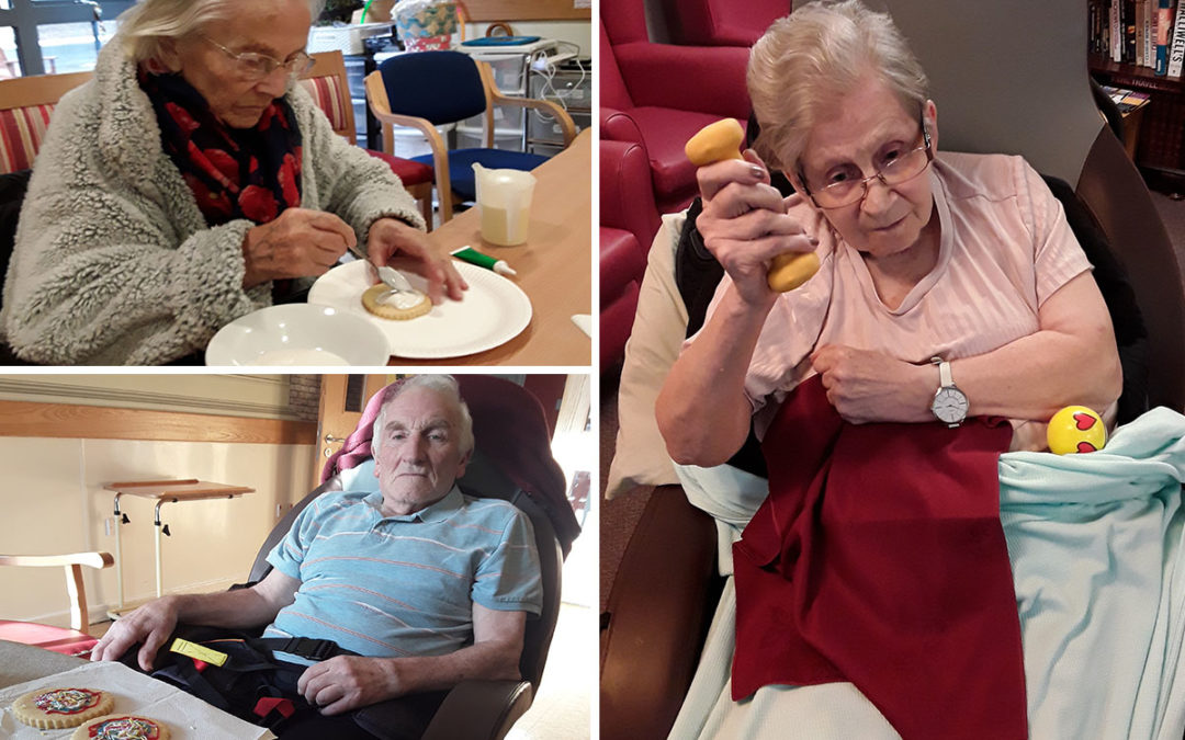 Decorating cookies and armchair exercises at Hengist Field Care Home
