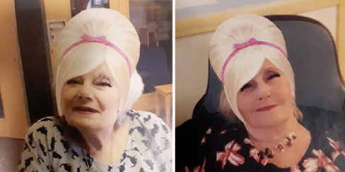 Residents having some Snapchat photo fun at Hengist Field Care Home