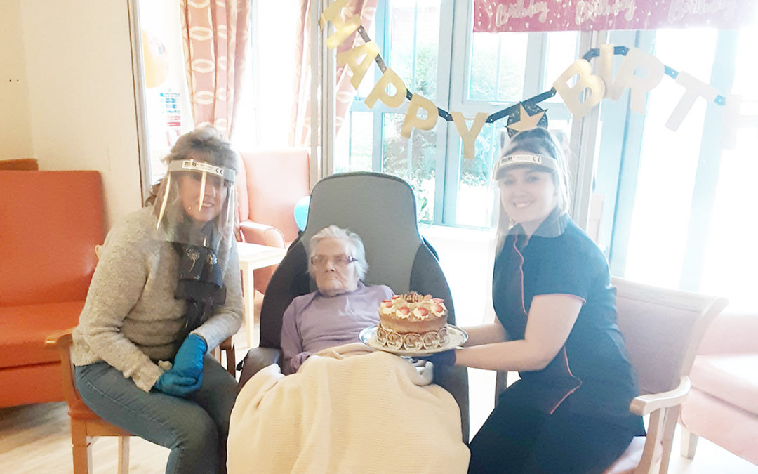 Birthday celebrations for Gladys at Hengist Field Care Home