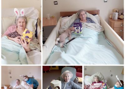 Hengist Field Care Home residents receiving Easter eggs from staff 1