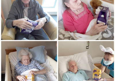 Hengist Field Care Home residents receiving Easter eggs from staff 2