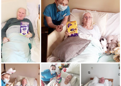 Hengist Field Care Home residents receiving Easter eggs from staff 4