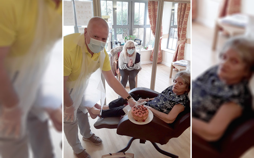 Birthday celebrations for Mary at Hengist Field Care Home