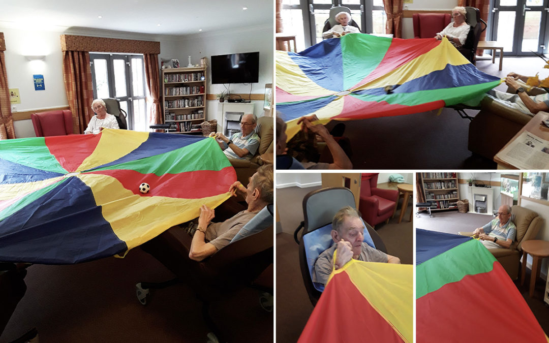Hengist Field Care Home residents perfect their parachute skills