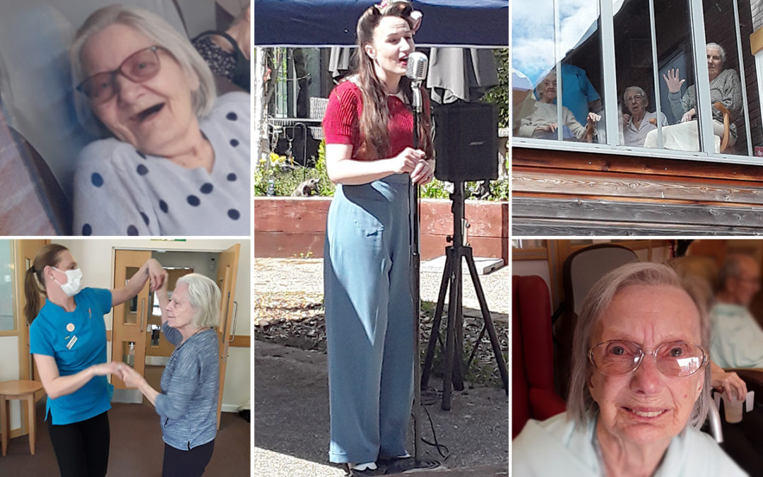 Hengist Field Care Home residents enjoy music from Miss Holiday Swing