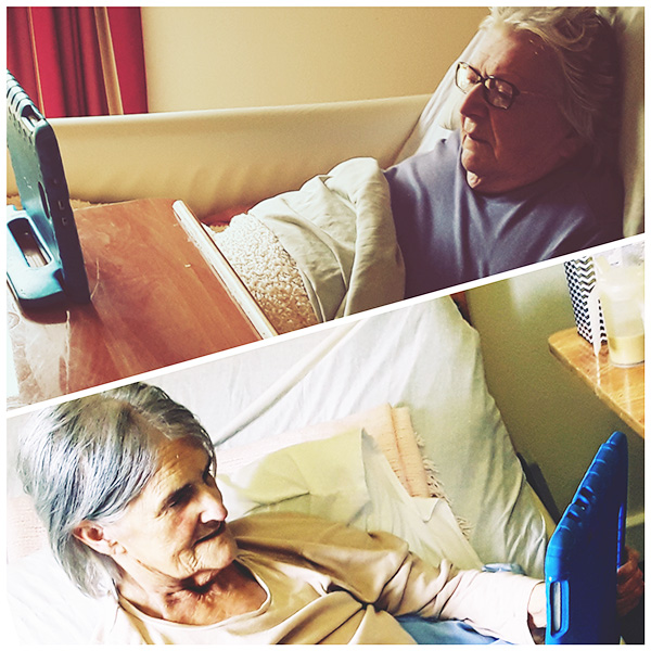 Residents enjoying Skype calls with family at Hengist Field Care Home