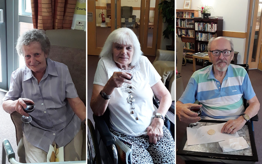Hengist Field Care Home residents enjoy a cheese and wine afternoon