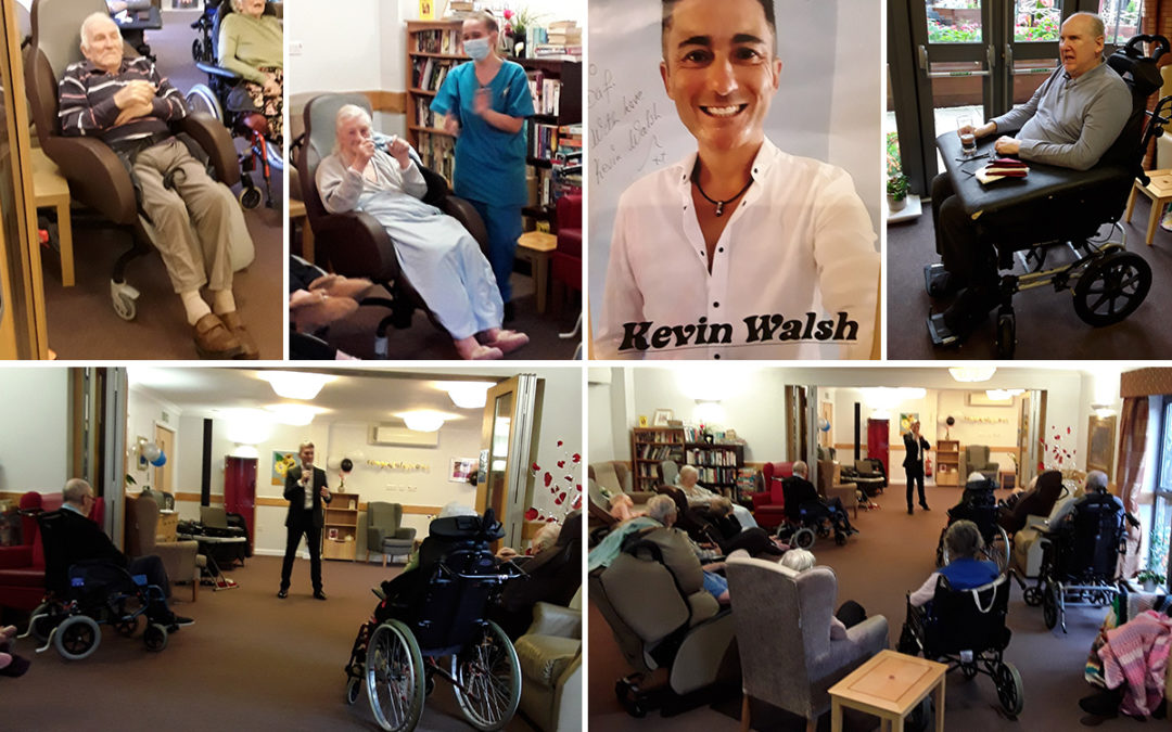 Kevin Walsh sings for Hengist Field Care Home residents and staff