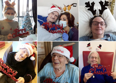 Hengist Field Care Home residents if festive hats