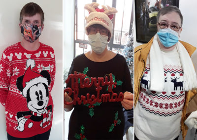 Hengist Field Care Home staff showing off their Christmas jumpers