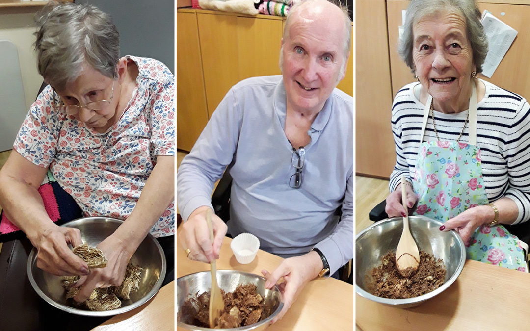 Making Easter nests at Hengist Field Care Home