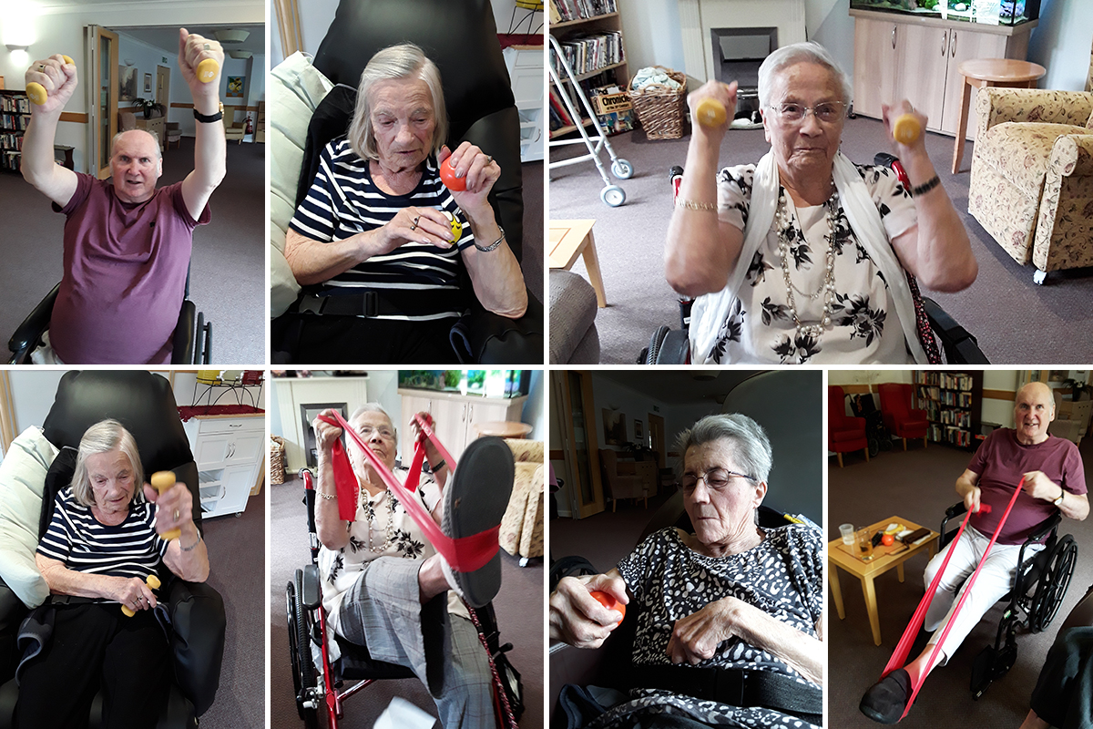 Seated exercises at Hengist Field Care Home