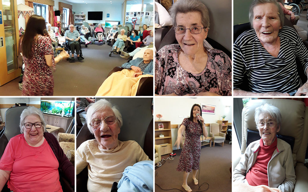 Hengist Field Care Home residents enjoy music from Keely and nesting blue tits
