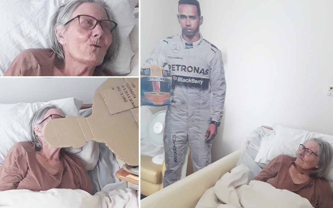Lewis Hamilton arrives at Hengist Field Care Home