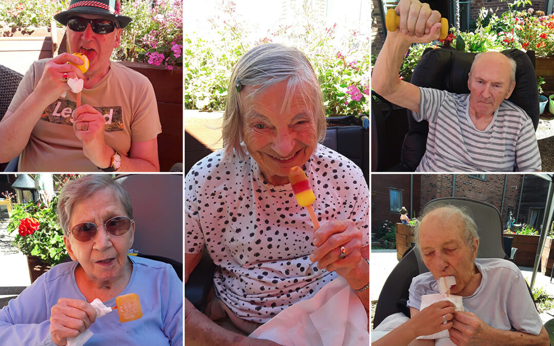 Gentle exercises and cooling ice lollies at Hengist Field Care Home