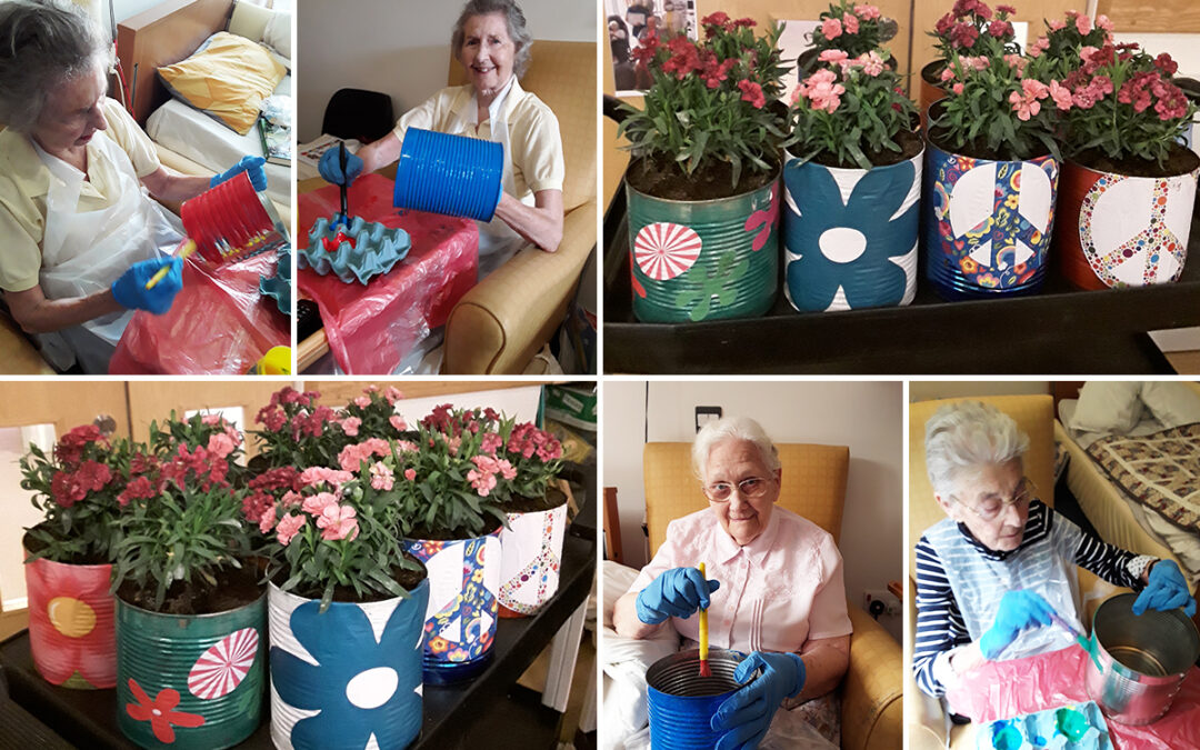 Making table decorations at Hengist Field Care Home