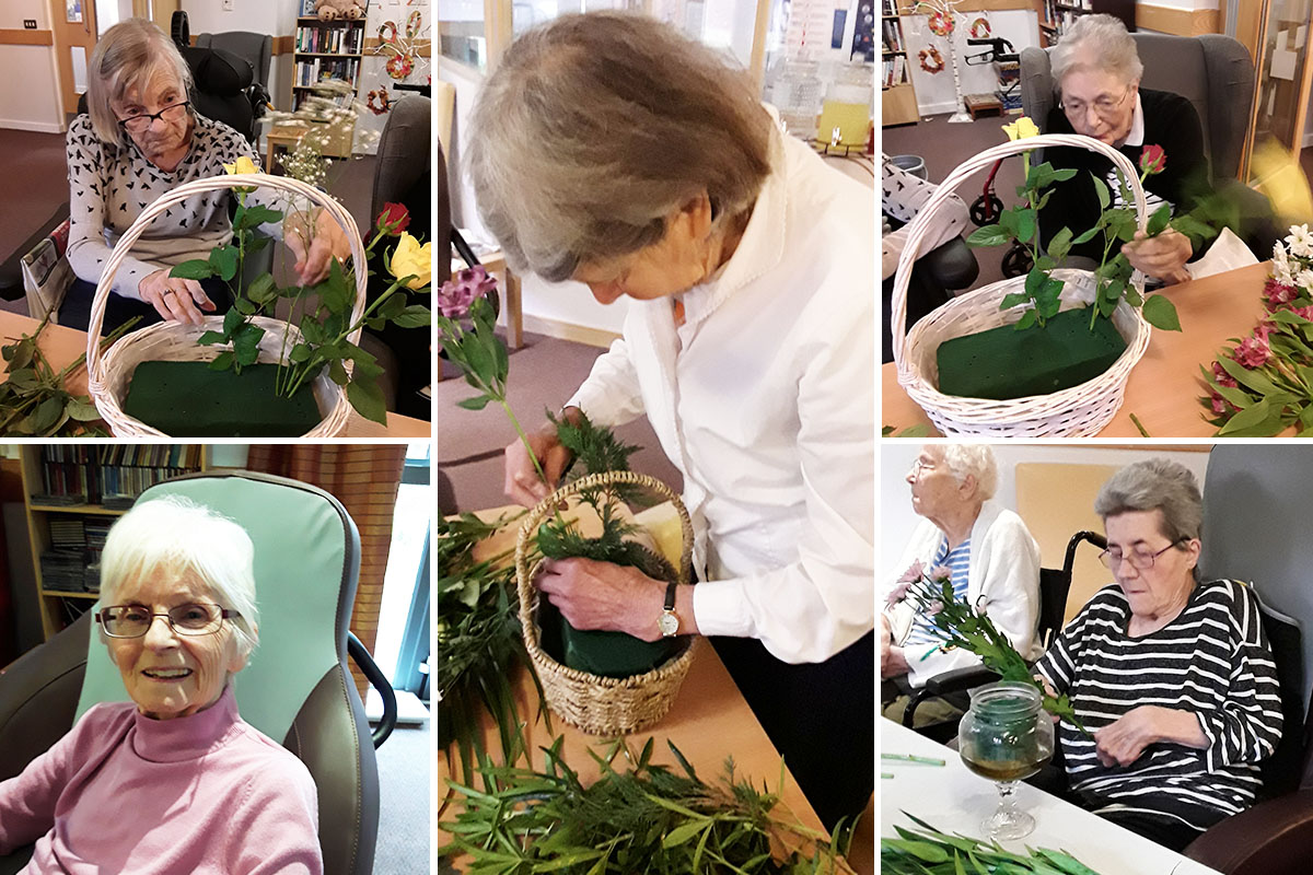 Our Hengist Field Care Home ladies getting creative with flowers