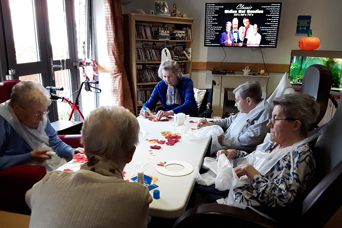 Group arts and crafts at Hengist Field Care Home