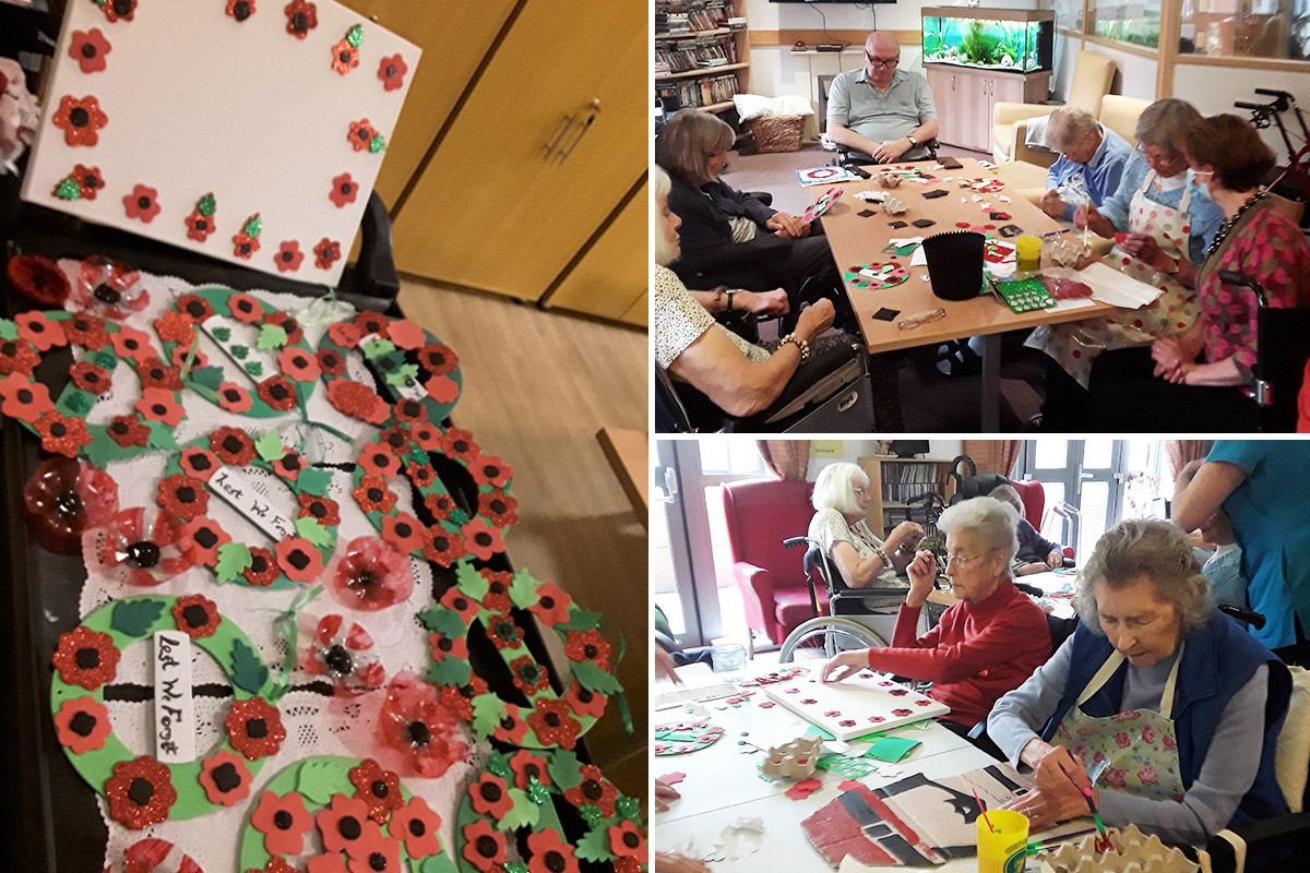 Hengist Field Care Home residents enjoying autumnal arts and crafts