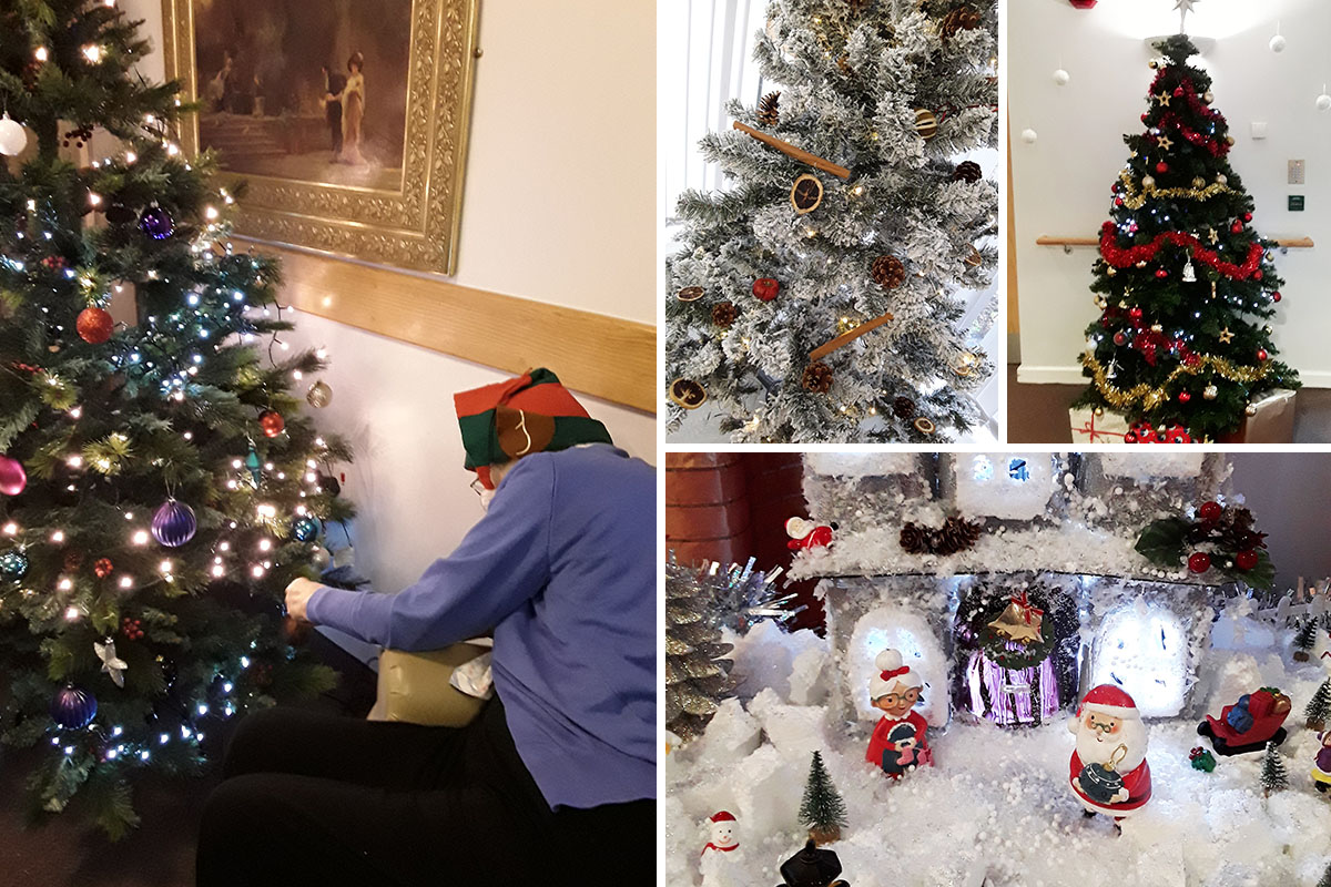 Christmas trees and displays at Hengist Field Care Home