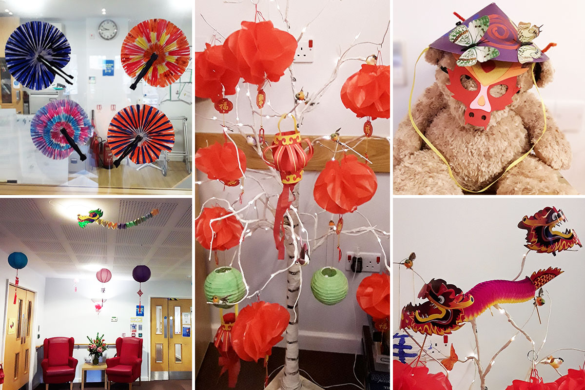 Chinese New Year decorations at Hengist Field Care Home