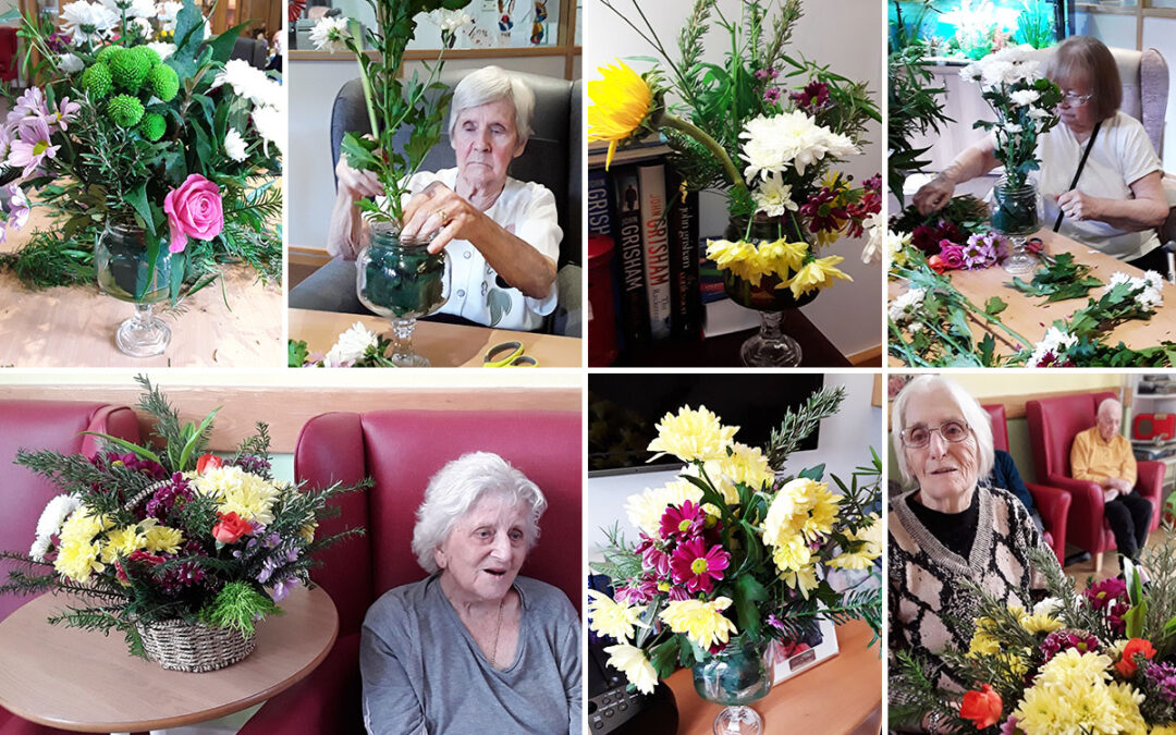 The enjoyment of flower arranging at Hengist Field Care Home