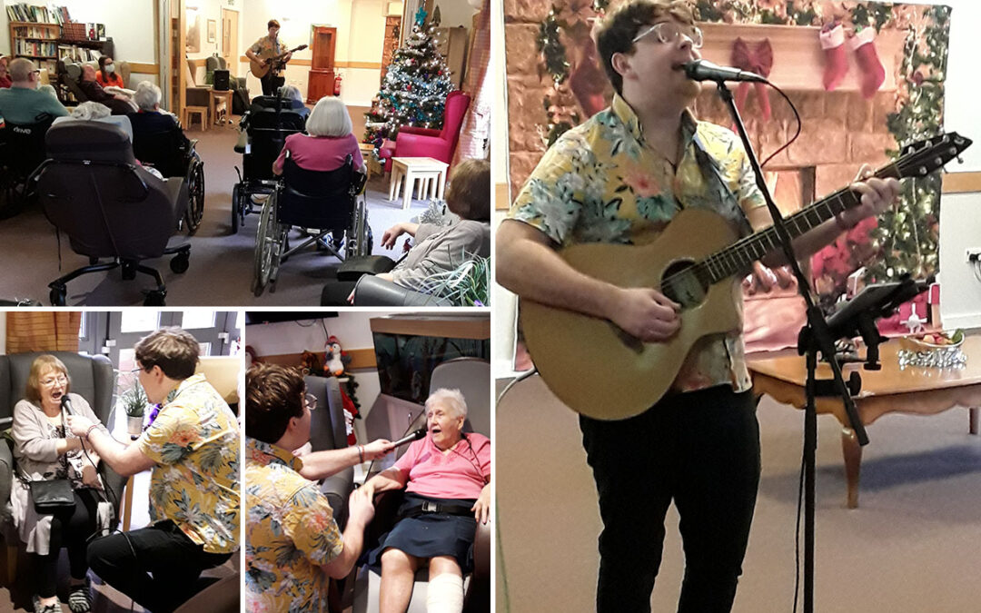 Fred Clark entertains Hengist Field Care Home residents