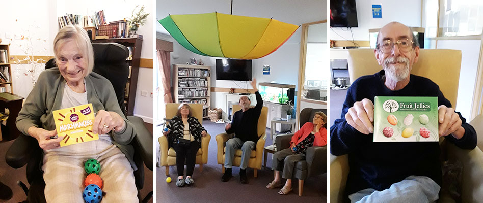 Umbrella game and prize winners at Hengist Field Care Home 