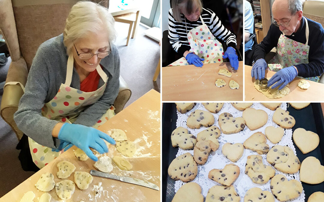 Making Valentine shortbreads at Hengist Field Care Home