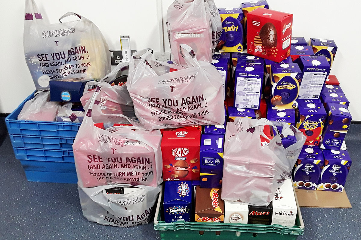 Easter eggs from the Oasis Academy delivered to Hengist Field Care Home