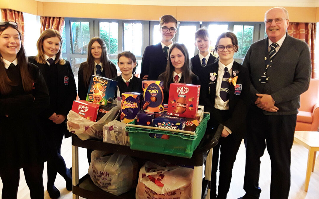 Oasis Academy students deliver Easter eggs to Hengist Field Care Home